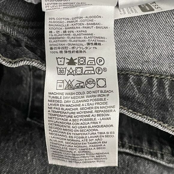 Levi's Denim Shorts Womens 30 Black Premium Ribcage High Rise Button Fly Cut Off - Picture 6 of 8